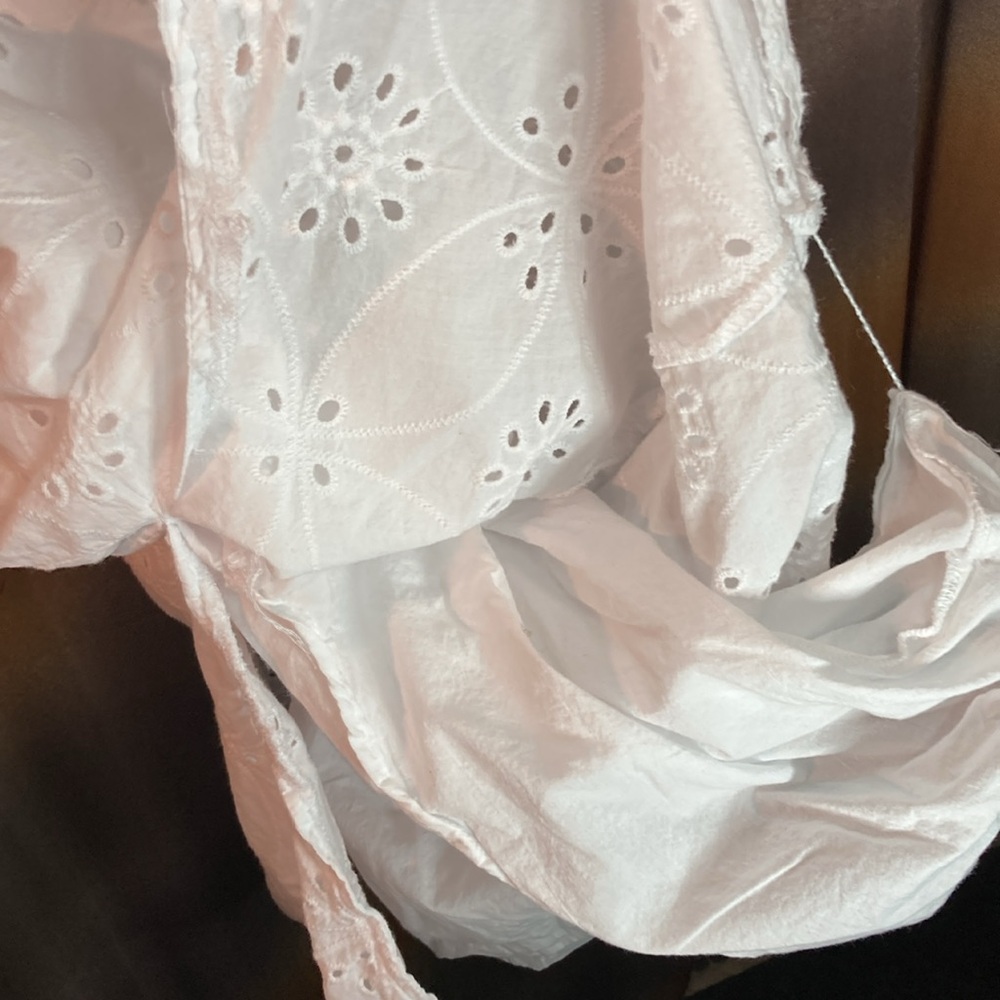Size 20 Eloquii Elements white eyelet dress. Front bottom sewn up. 50” long - Picture 7 of 7
